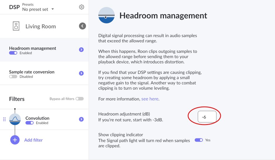 enable headroom management headroom management